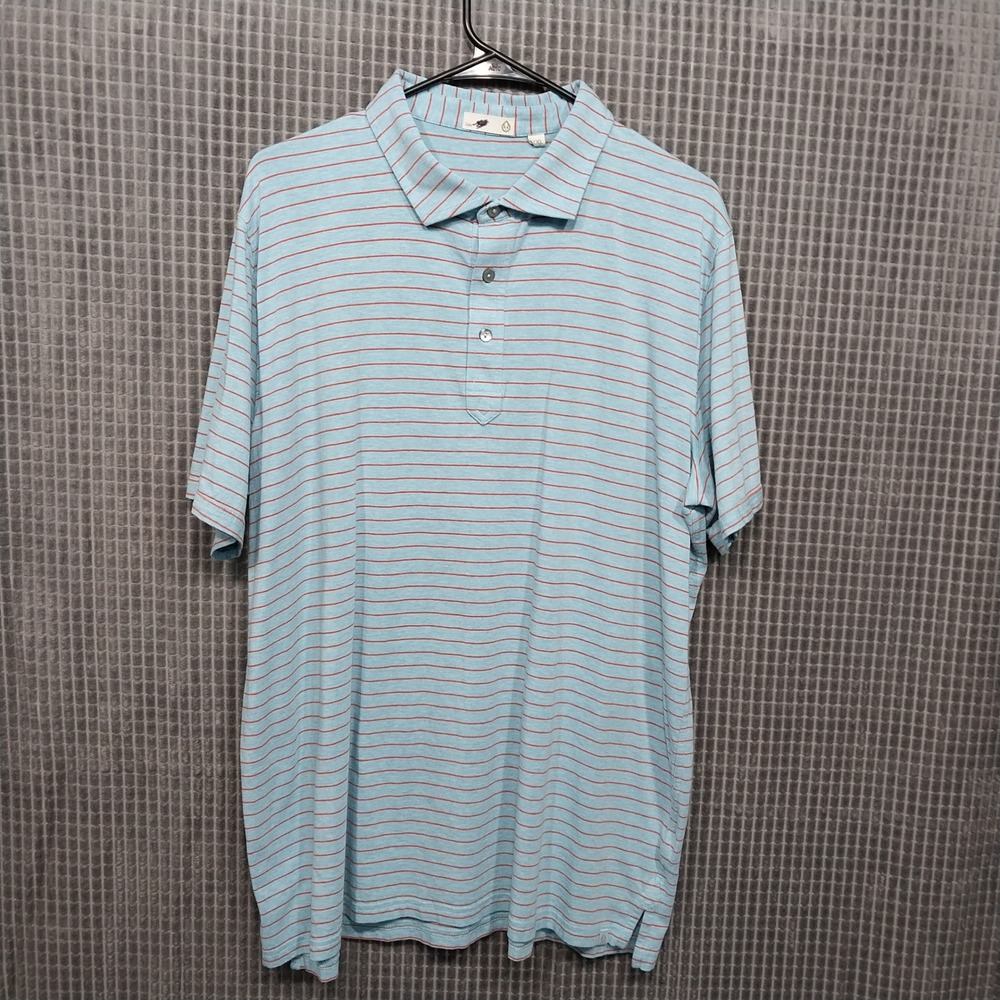 tasc Performance Polo Shirt Bamboo Cotton XXL Mens Striped Light Blue